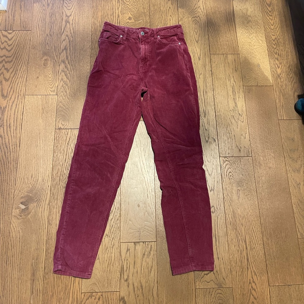 Maroon corduroy straight leg pants